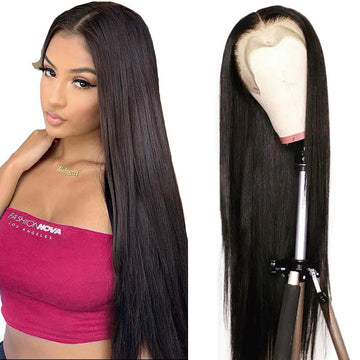 Ali Annabelle T Part Long Straight Human Hair Wigs Pre Plucked Lace Part Wig